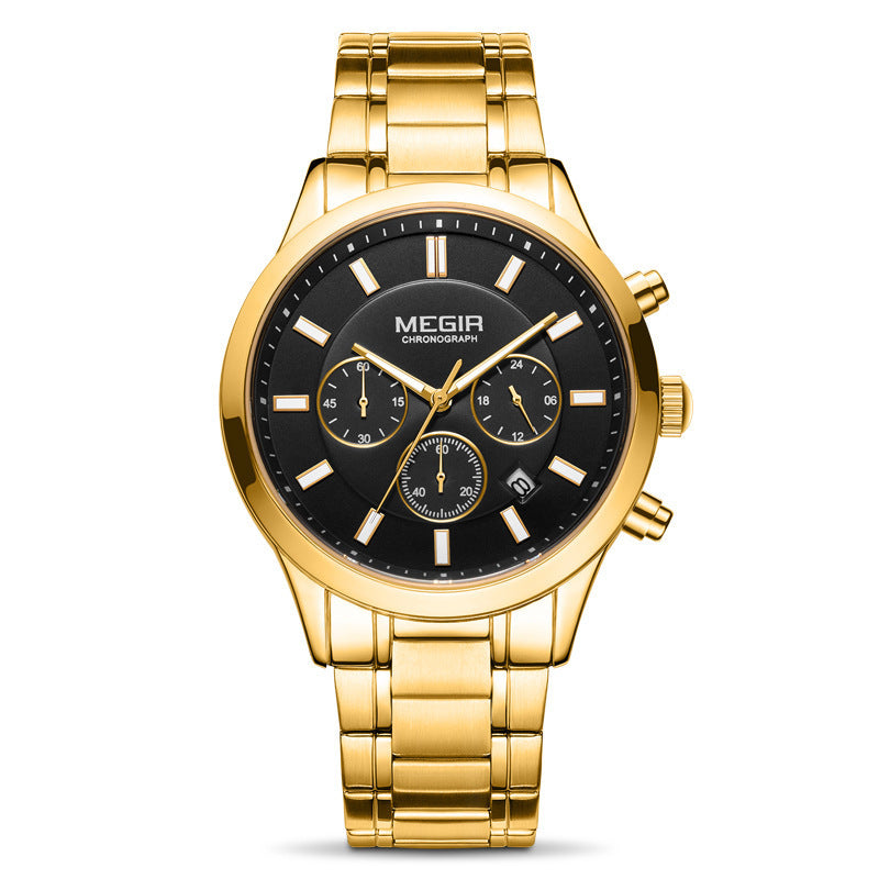 Men's Steel Band Chronograph Waterproof Luminous Quartz Men's Watch