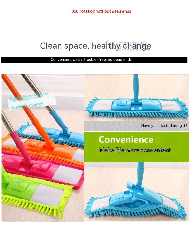 Flat Mop Chenille Mop Wet And Dry Lazy Stainless Steel Telescopic