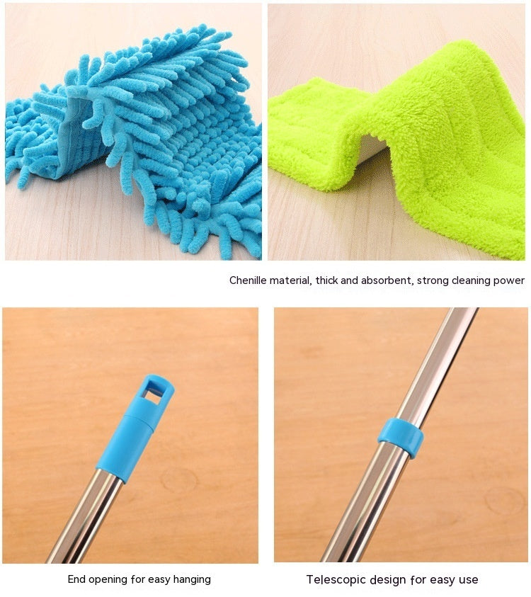 Flat Mop Chenille Mop Wet And Dry Lazy Stainless Steel Telescopic