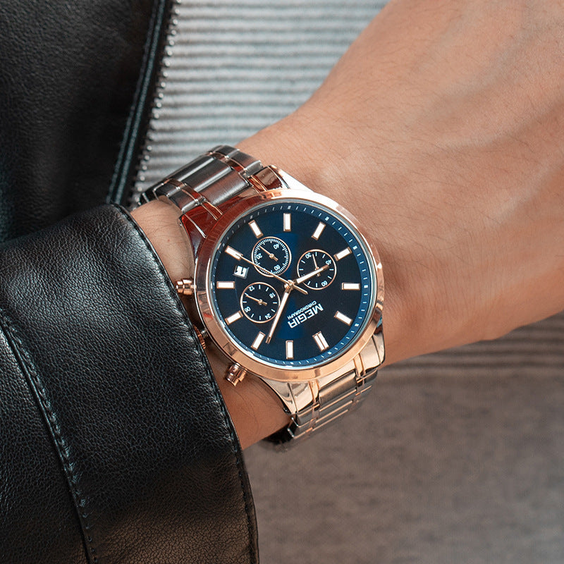 Men's Steel Band Chronograph Waterproof Luminous Quartz Men's Watch