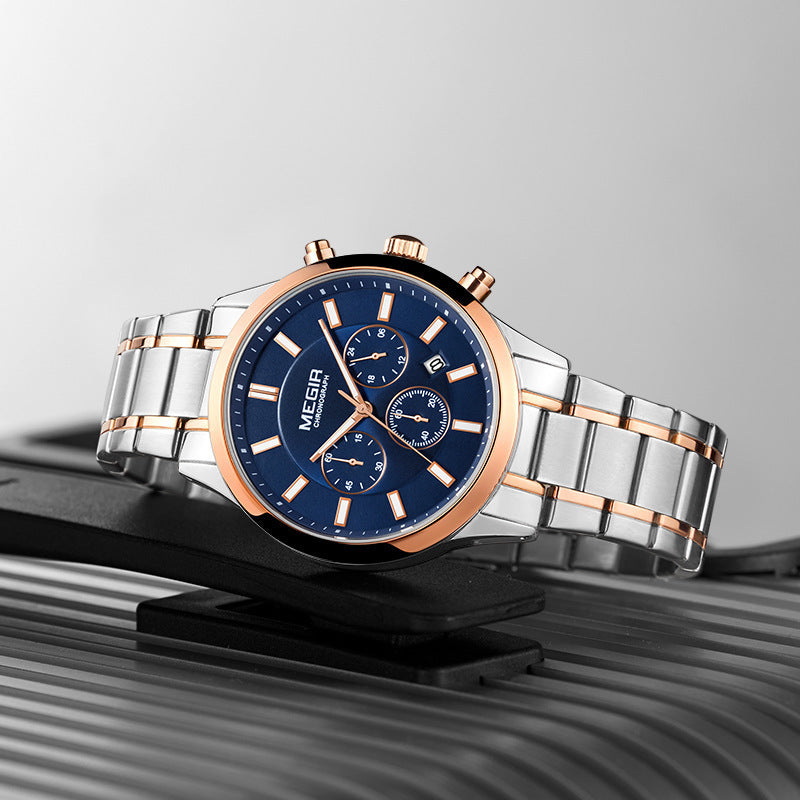 Men's Steel Band Chronograph Waterproof Luminous Quartz Men's Watch
