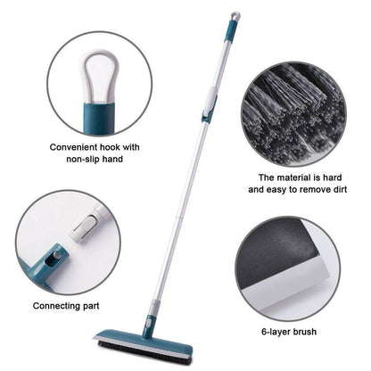 Floor Scrub Brush Push Broom Long Handle For Cleaning Tile Bathroom Tub Patio