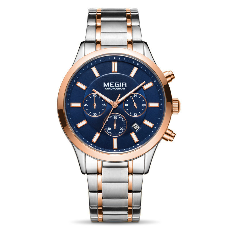 Men's Steel Band Chronograph Waterproof Luminous Quartz Men's Watch